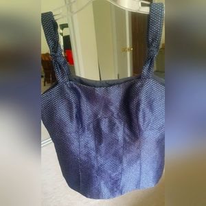 Women's Sz 2 shimmer blue-black herringbone sweetheart bodice corset top